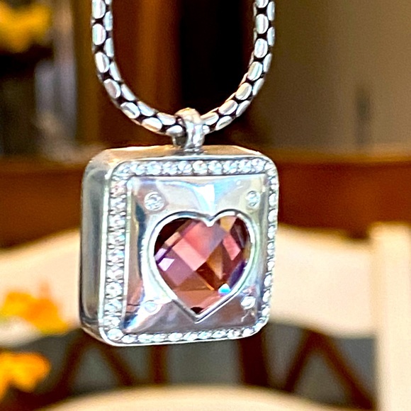Brighton OPEN HEARTED Pink Crystal Heart Necklace Bracelet Earrings & Ring set - Picture 6 of 16